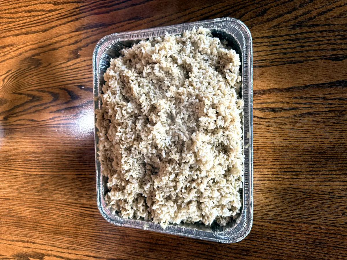 Steamed Brown Rice catering tray prepared by Autumn Court in Phoenix